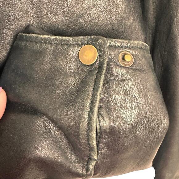 Saddlebred Black Leather Bomber Ranch Cowboy Pilot Lined Pockets Jacket Size XL - Picture 7 of 7